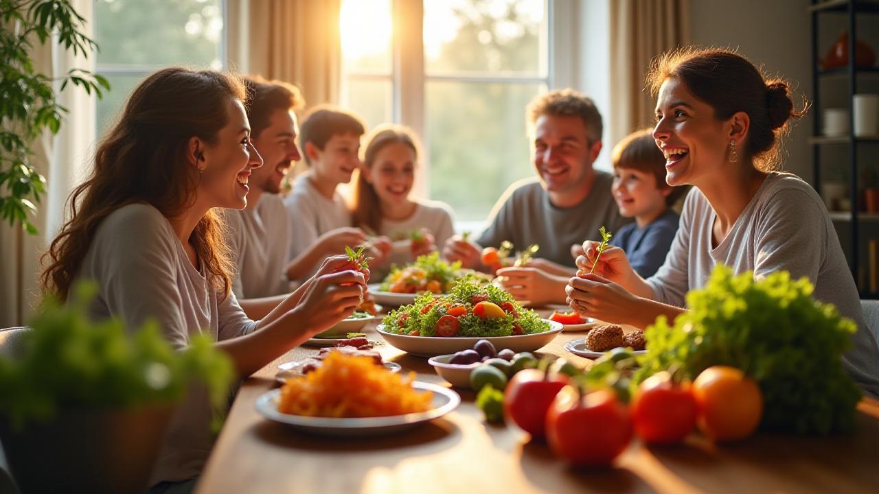 多様な人々が食卓を囲む様子